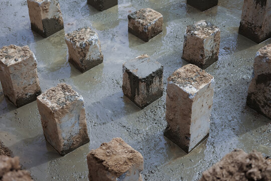 Driven piles with concrete cap