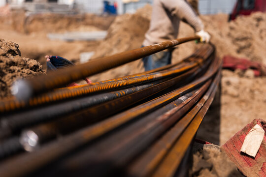 Rebar bundle at construction site