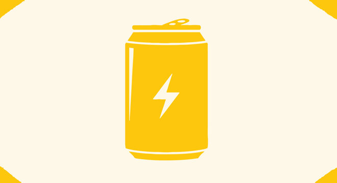 Energetic beverage illustration with a lightning bolt symbol in a minimalist style