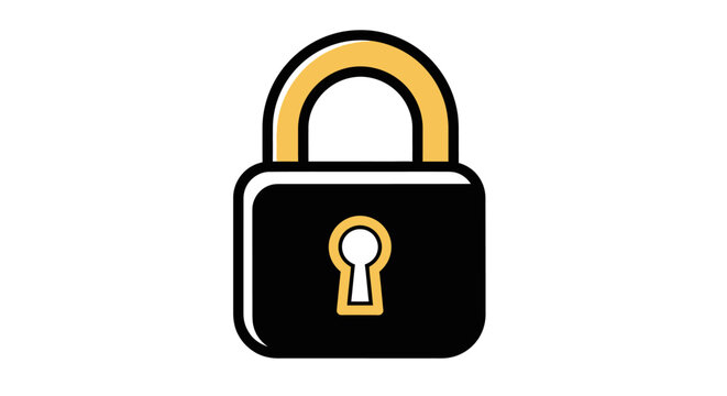 Illustration of a Locked Padlock on White Background, Representing Security and Privacy