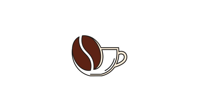 Minimalist Coffee Bean and Cup Illustration for Branding and Logo Design Concept