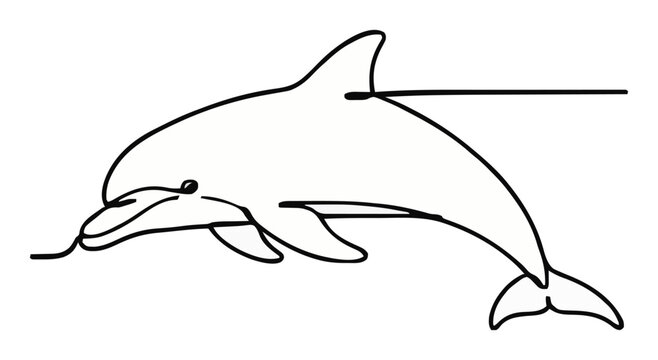 Bottlenose dolphin continuous line art vector illust.... Generative AI