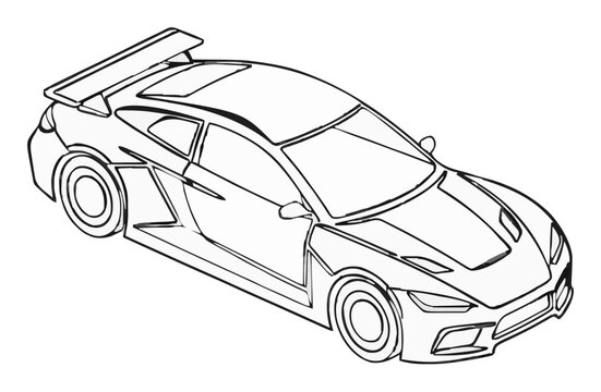 Solar powered electric car futuristic isometric line.... Generative AI