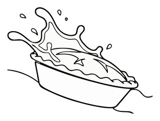 Obraz premium Shepherds pie food splashing dynamic line-art vector. Generative AI