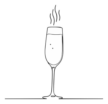 Champagne flute celebration drink vector line-art il.... Generative AI