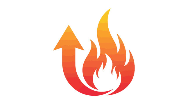 Fire Arrow Upward Trend Icon - Hot Growth and Success Concept