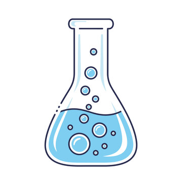 Laboratory Flask with Bubbles - Science Experiment Liquid