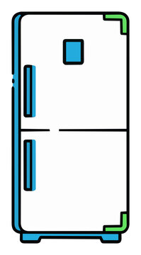 Smart refrigerator with neon accents front view. Generative AI