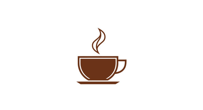 Simple Coffee Cup Icon Depicting a Hot Beverage in Minimalist Graphic Style
