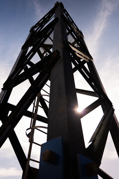 Unfinished steel frame tower