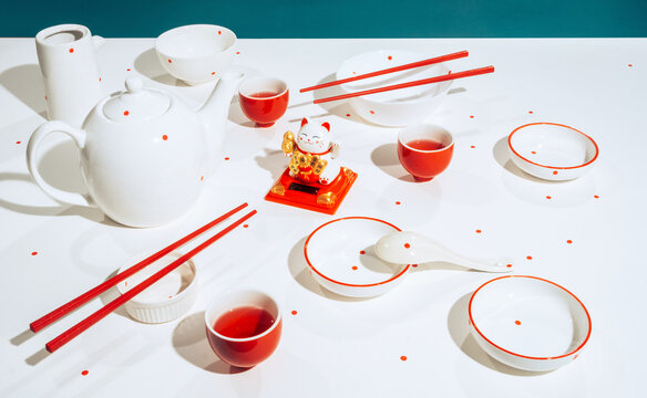 Orient teapot and cups