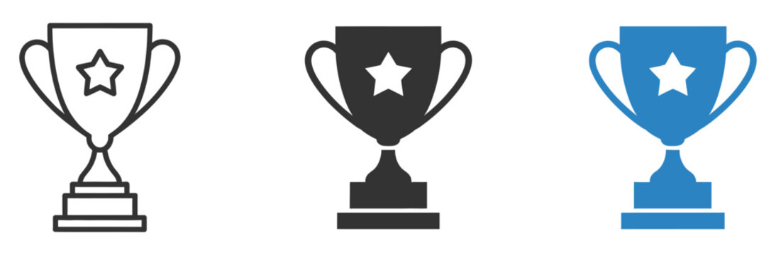 Trophy cup with star modern vector illustration depicting achievement, success, victory, award, leadership recognition, business performance, excellence, competitive results and professional