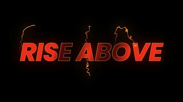 Inspirational motivational quote text animation with glowing orange letters on black background