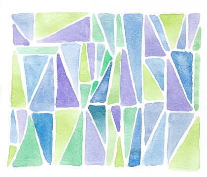 Watercolor abstract Geometric Shapes on a Paper Background 