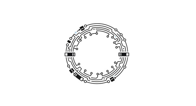 Minimalist circular circuit board pattern for technology concepts
