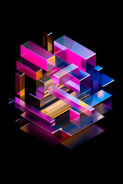 3D neon slab matrix