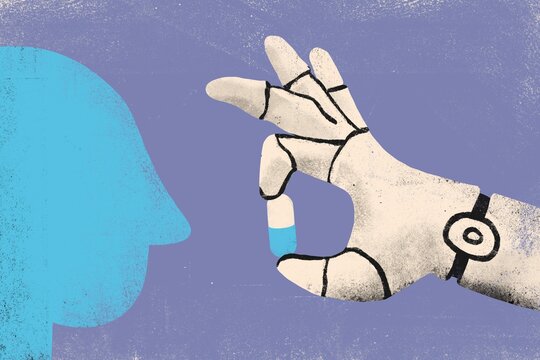 AI robotic handing holding pills