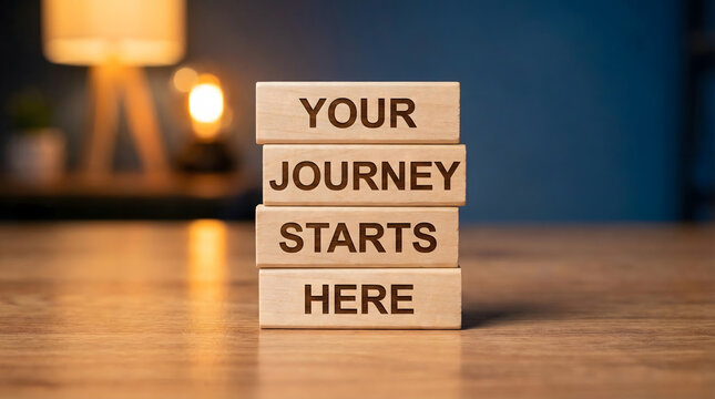 Wooden blocks with inspirational quote on desk