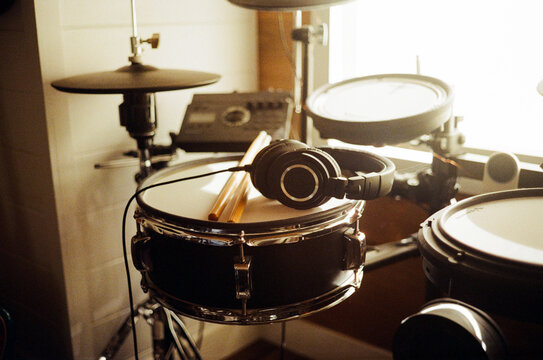 Electric drum kit inside home