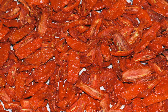Dried tomatoes background. 