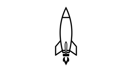 Simple Line Art Rocket Ship Launching © arif