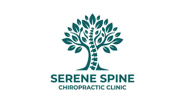 Vector logo for chiropractic clinic with tree and spine graphic element
