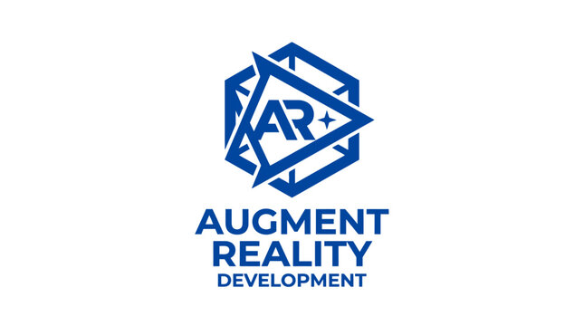 Augmented reality development logo with geometric shapes and text