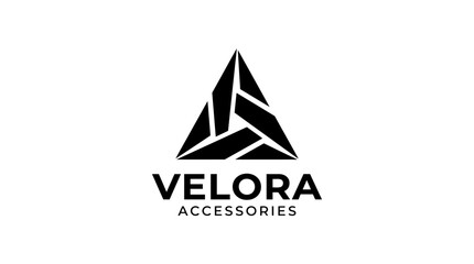 Fototapeta premium Geometric abstract triangle logo with text for branding, modern graphic design
