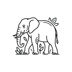 Obraz premium Simple line art drawing of a walking elephant.