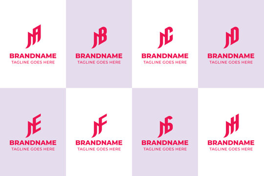 Letters NA NB NC ND NE NF NG NH Rising Logo, for AN BN CN DN EN FN GN HN Initials