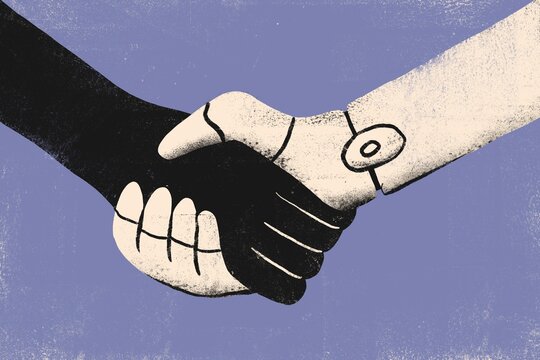 Handshaking of Ai robotic handing and a human hand