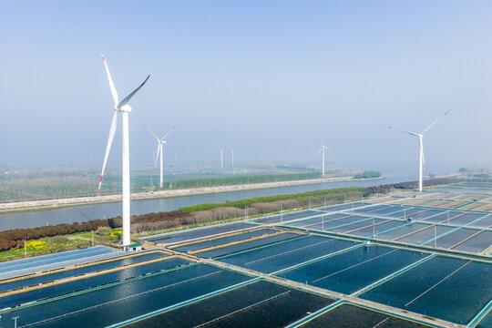 wind turbines and aquaculture farms