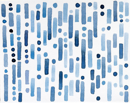 Painted Blue Patterns Show Vertical Lines and Dots 