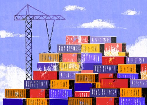Container Logistics Scenes &ndash; Shipping and Global Trade Concept