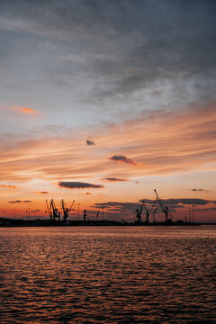 Port Cranes at Golden Hour
