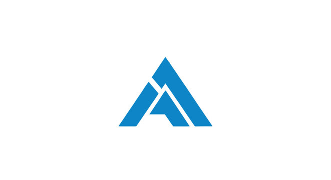 Modern minimalist blue triangular alphabet letter A logo design