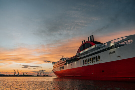 Ferry Bow at Sunset in Port