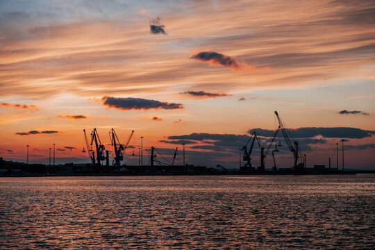 Industrial Harbor at Sunset