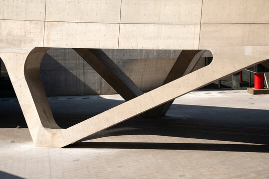 Modern Concrete Architecture with Triangular Pillar