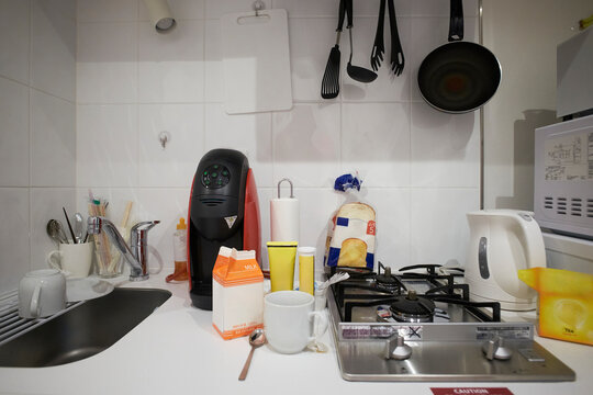 Kitchen Breakfast Scene at Air BnB in Japan with Shokupan Bread