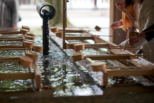 Japanese water cleansing fountain at Japanese Temple 