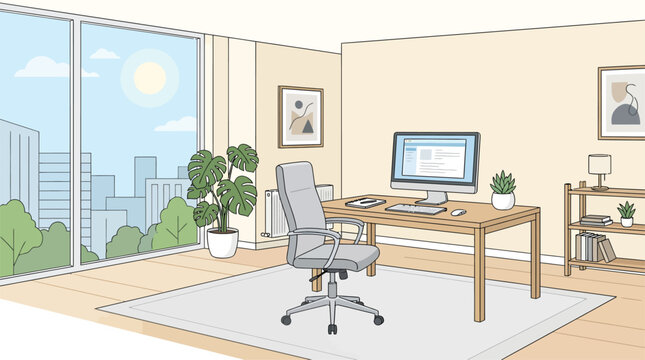 Modern Home Office Setup, Remote Workstation, Professional Workspace Design