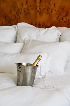 Champagne Bucket on a bed