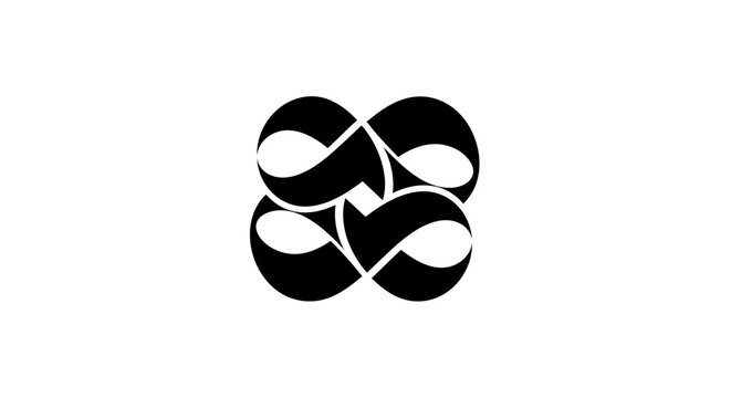 Abstract Infinite Loop Symbol, Infinity Symbol, Endless Loop, Geometric Shape, Black and White