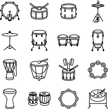 Drum Set Icons: Percussion Instruments Collection