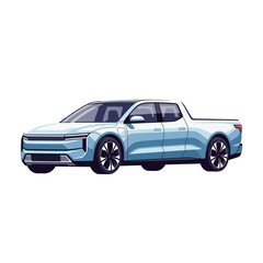 Fototapeta premium electric blue pickup truck illustration