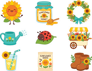 Sunflower Garden Sticker Vector Pack © AndiHasrul