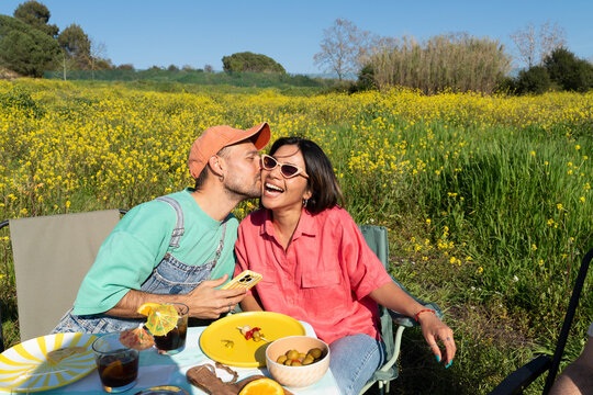 Friends Picnic Kiss Moment