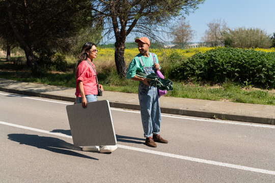 Couple Walking Picnic Return