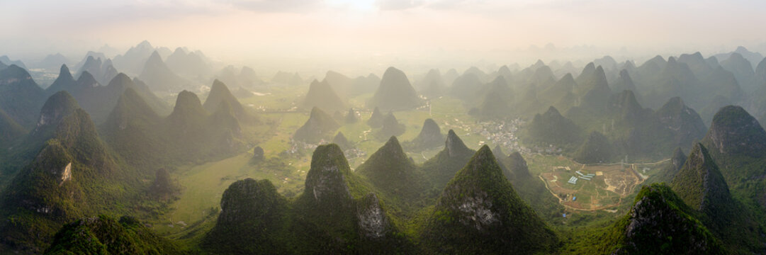 Guilin Karst Mountains and Valley Rice Fields China